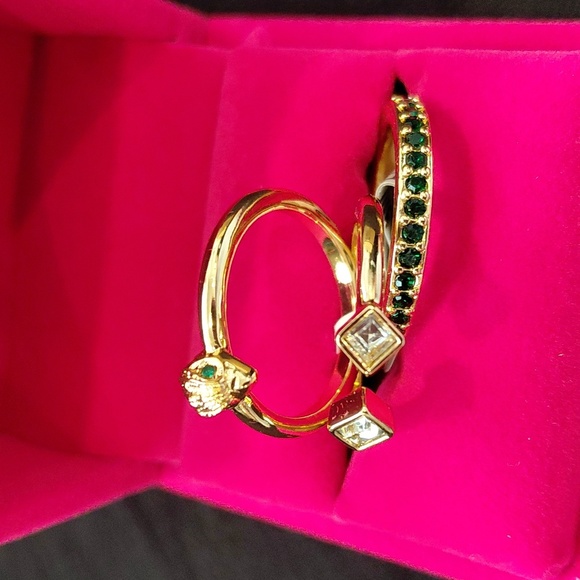 KURT GEIGER LONDON Set of 3 Crystal Eagle Stackable Rings SIZE 8 - Picture 8 of 8